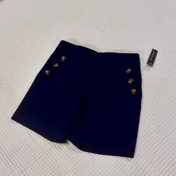 Nautical Navy Blue Pull Up Shorts, Sz M, NWT - Picture 1 of 7